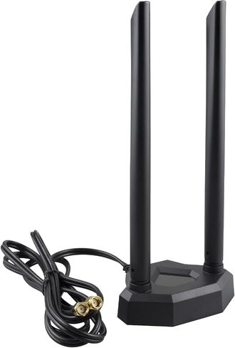 BOOBRIE Dual Band WiFi 6 Antenna 8dBi High Gain 2.4Ghz 5GHz 5.8Ghz MIMO Wireless Antenna with 4.9Ft Cable RP-SMA WiFi Router Signal Booster Magnetic Base Aerial for PC Desktop Computer PCI-E Wireless in Saudi Arabia