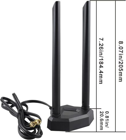 BOOBRIE Dual Band WiFi 6 Antenna 8dBi High Gain 2.4Ghz 5GHz 5.8Ghz MIMO Wireless Antenna with 4.9Ft Cable RP-SMA WiFi Router Signal Booster Magnetic Base Aerial for PC Desktop Computer PCI-E Wireless in Saudi Arabia