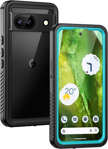 Lanhiem for Pixel 8a Case, IP68 Waterproof Dustproof, Built-in Screen Protector, Rugged Full Body Shockproof Phone Case for Google Pixel 8a, Obsidian Black in Saudi Arabia