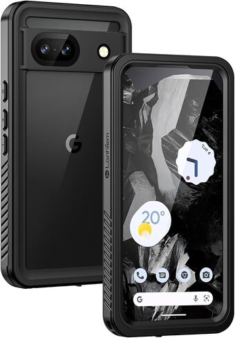 Lanhiem for Pixel 8a Case, IP68 Waterproof Dustproof, Built-in Screen Protector, Rugged Full Body Shockproof Phone Case for Google Pixel 8a, Obsidian Black in Saudi Arabia