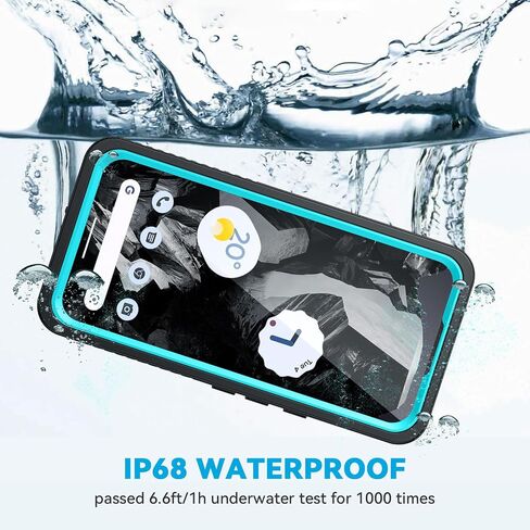 Lanhiem for Pixel 8a Case, IP68 Waterproof Dustproof, Built-in Screen Protector, Rugged Full Body Shockproof Phone Case for Google Pixel 8a, Obsidian Black in Saudi Arabia