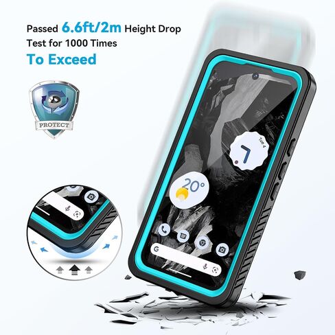 Lanhiem for Pixel 8a Case, IP68 Waterproof Dustproof, Built-in Screen Protector, Rugged Full Body Shockproof Phone Case for Google Pixel 8a, Obsidian Black in Saudi Arabia