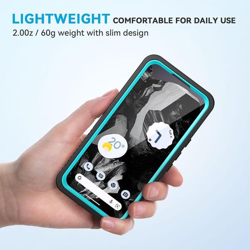 Lanhiem for Pixel 8a Case, IP68 Waterproof Dustproof, Built-in Screen Protector, Rugged Full Body Shockproof Phone Case for Google Pixel 8a, Obsidian Black in Saudi Arabia