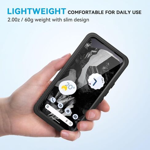 Lanhiem for Pixel 8a Case, IP68 Waterproof Dustproof, Built-in Screen Protector, Rugged Full Body Shockproof Phone Case for Google Pixel 8a, Obsidian Black in Saudi Arabia