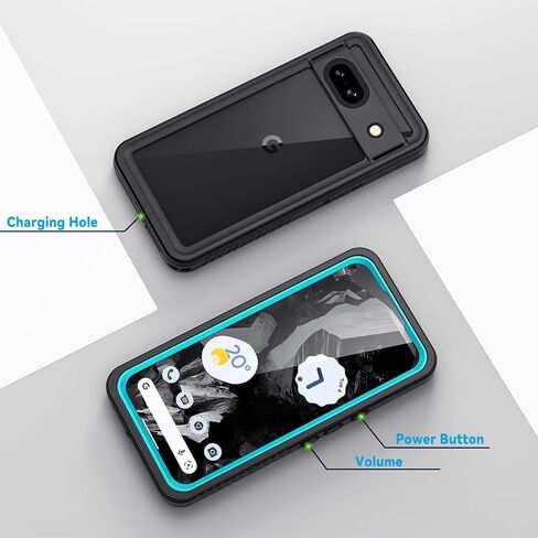 Lanhiem for Pixel 8a Case, IP68 Waterproof Dustproof, Built-in Screen Protector, Rugged Full Body Shockproof Phone Case for Google Pixel 8a, Obsidian Black in Saudi Arabia