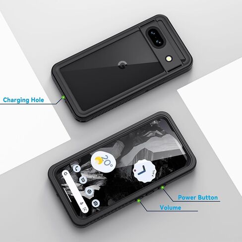 Lanhiem for Pixel 8a Case, IP68 Waterproof Dustproof, Built-in Screen Protector, Rugged Full Body Shockproof Phone Case for Google Pixel 8a, Obsidian Black in Saudi Arabia