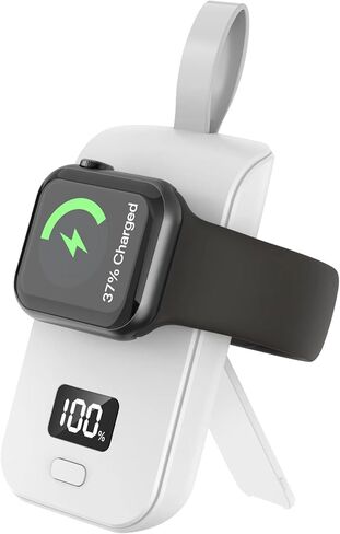 شاحن محمول HUOTO لسلسلة ساعات Apple 9/8/UItra2/UItra/7/6/5/4/3/2/SE/Nik، شاحن iWatch اللاسلكي المغناطيسي بقدرة 2500 مللي أمبير في الساعة، بنك طاقة محمول USB C على شكل سلسلة مفاتيح للسفر هدية لأبيك وأمك in Kuwait