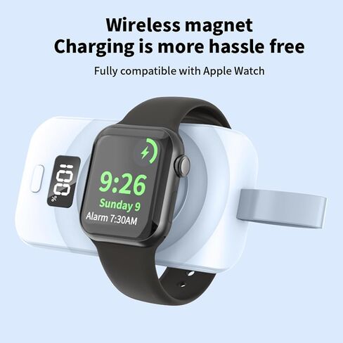 شاحن محمول HUOTO لسلسلة ساعات Apple 9/8/UItra2/UItra/7/6/5/4/3/2/SE/Nik، شاحن iWatch اللاسلكي المغناطيسي بقدرة 2500 مللي أمبير في الساعة، بنك طاقة محمول USB C على شكل سلسلة مفاتيح للسفر هدية لأبيك وأمك in Kuwait