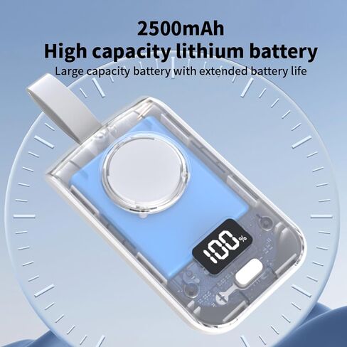 شاحن محمول HUOTO لسلسلة ساعات Apple 9/8/UItra2/UItra/7/6/5/4/3/2/SE/Nik، شاحن iWatch اللاسلكي المغناطيسي بقدرة 2500 مللي أمبير في الساعة، بنك طاقة محمول USB C على شكل سلسلة مفاتيح للسفر هدية لأبيك وأمك in Kuwait