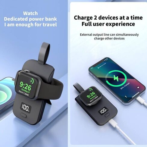 HUOTO Portable Charger for Apple Watch Series 9/8/UItra2/UItra/7/6/5/4/3/2/SE/Nik, 2500mAh Magnetic Wireless iWatch Charger Power Bank Portable USB C Travel Keychain Style Gift Your Father Mother in Saudi Arabia