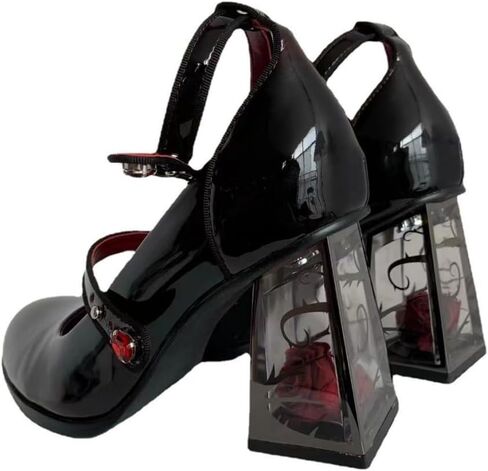 Ulalaza Womens Platform Mary Janes Shoes Sweet Toe Ankle Lolita Gothic Platform Dress Pumps Shoes Chunky Platform Shoes Patent Leather Dress Shoes in Saudi Arabia