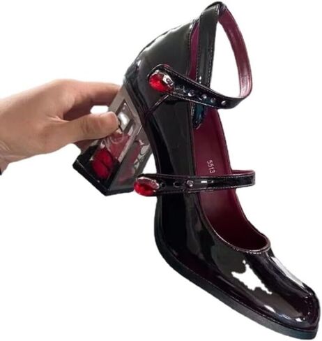 Ulalaza Womens Platform Mary Janes Shoes Sweet Toe Ankle Lolita Gothic Platform Dress Pumps Shoes Chunky Platform Shoes Patent Leather Dress Shoes in Saudi Arabia