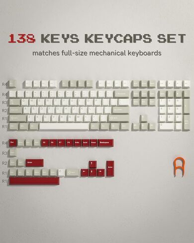 Womier Double Shot PBT Keycaps Set 138 Keys Cherry Profile Custom Key caps | Keycaps 60 65 75 100 Percent for 61/64/68/84/87/100/104/108 Retro Gaming Mechanical Keyboard, Black in Saudi Arabia