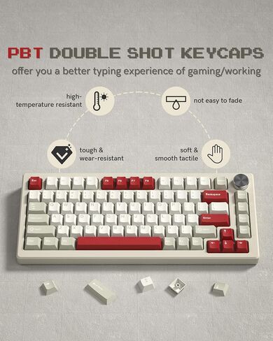 Womier Double Shot PBT Keycaps Set 138 Keys Cherry Profile Custom Key caps | Keycaps 60 65 75 100 Percent for 61/64/68/84/87/100/104/108 Retro Gaming Mechanical Keyboard, Black in Saudi Arabia