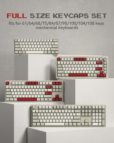 Womier Double Shot PBT Keycaps Set 138 Keys Cherry Profile Custom Key caps | Keycaps 60 65 75 100 Percent for 61/64/68/84/87/100/104/108 Retro Gaming Mechanical Keyboard, Black in Saudi Arabia