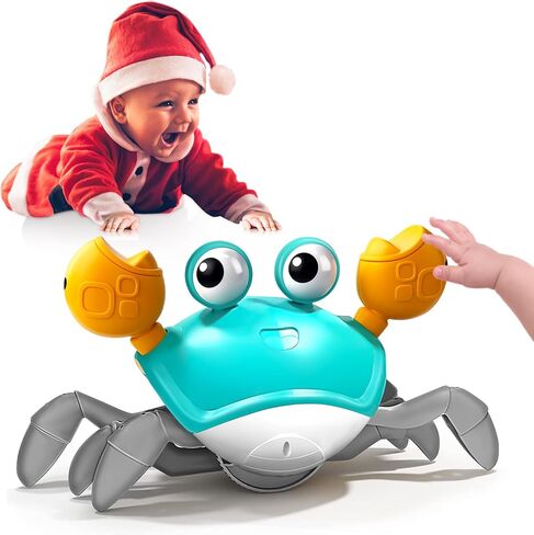 Crawling Crab Baby Toy,Tummy Time Crab Toy for Boy and Girl,Walking Crab Toys with Light and Music USB Charge,Infant Crawling Crab Toy for 3-12 Years Old Walking Toddler, Ideal Gifts for Kids in Saudi Arabia