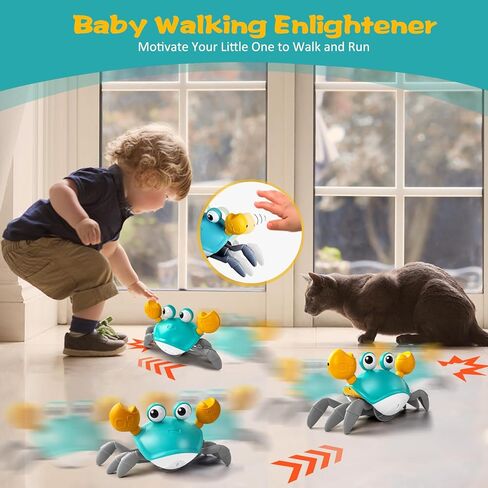 Crawling Crab Baby Toy,Tummy Time Crab Toy for Boy and Girl,Walking Crab Toys with Light and Music USB Charge,Infant Crawling Crab Toy for 3-12 Years Old Walking Toddler, Ideal Gifts for Kids in Saudi Arabia