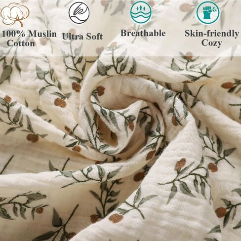 Fadacudan Muslin Fitted Crib Sheet with 4 Pack Muslin Baby Washcloths 12"x 12" Love Rainbow Stras,Cotton Stylish Boho Super Soft for Baby Beige in Saudi Arabia