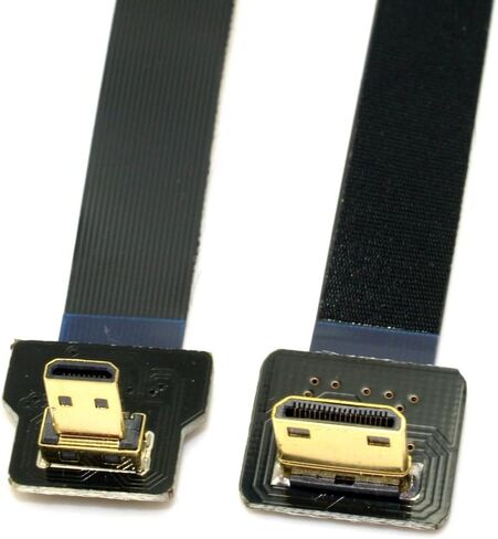 Cablecc 90 Degree Down Angled FPV Micro HDMI Male to Mini HDMI FPC Flat Cable 20cm for GOPRO Multicopter Aerial Photography Cablecc in Saudi Arabia