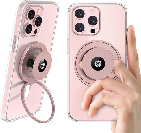 EWA MagOne Ultra (Plate Edition) Phone Grip Stand with Leather Finger Strap, Removable Magnetic Ring Holder Kickstand Loop, Double-Sided Magnetic Accessories for Phone-Black in Kuwait