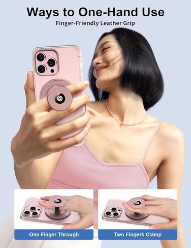 EWA MagOne Ultra (Plate Edition) Phone Grip Stand with Leather Finger Strap, Removable Magnetic Ring Holder Kickstand Loop, Double-Sided Magnetic Accessories for Phone-Black in Kuwait