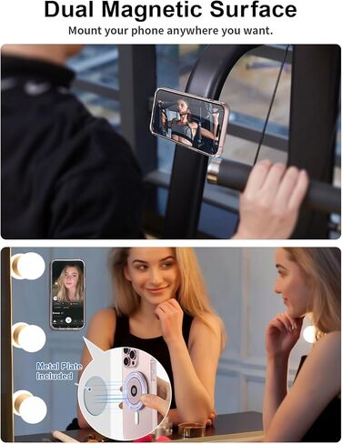 EWA MagOne Ultra (Plate Edition) Phone Grip Stand with Leather Finger Strap, Removable Magnetic Ring Holder Kickstand Loop, Double-Sided Magnetic Accessories for Phone-Black in Kuwait