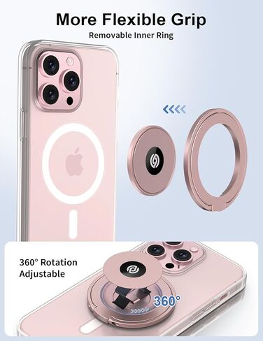 EWA MagOne Ultra (Plate Edition) Phone Grip Stand with Leather Finger Strap, Removable Magnetic Ring Holder Kickstand Loop, Double-Sided Magnetic Accessories for Phone-Black in Kuwait