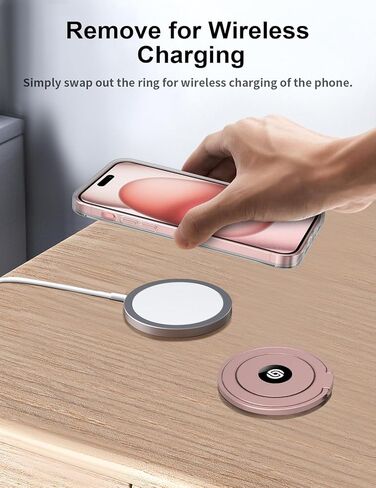 EWA MagOne Ultra (Plate Edition) Phone Grip Stand with Leather Finger Strap, Removable Magnetic Ring Holder Kickstand Loop, Double-Sided Magnetic Accessories for Phone-Black in Kuwait