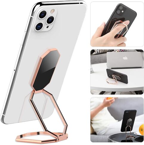 Adjustable Cell Phone Ring Holder Finger Kickstand 360° Rotation Metal Ring Grip Foldable Cell Phone Stand Phone Ring Holder Grip Phone Kickstand Compatible with Magnetic Car Mount (Rose gold) in Saudi Arabia