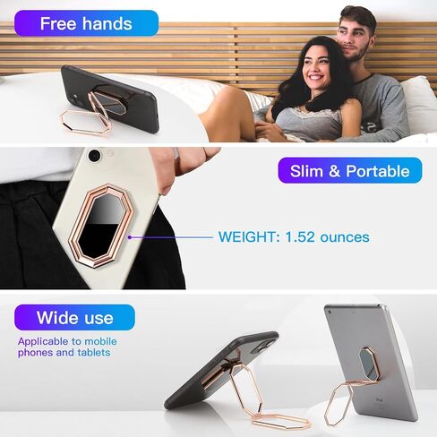 Adjustable Cell Phone Ring Holder Finger Kickstand 360° Rotation Metal Ring Grip Foldable Cell Phone Stand Phone Ring Holder Grip Phone Kickstand Compatible with Magnetic Car Mount (Rose gold) in Saudi Arabia