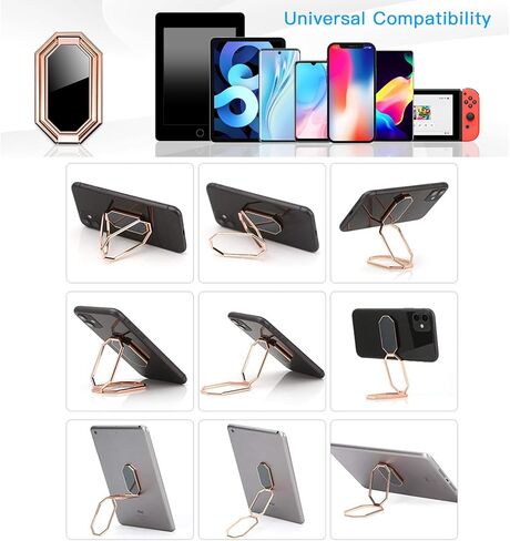 Adjustable Cell Phone Ring Holder Finger Kickstand 360° Rotation Metal Ring Grip Foldable Cell Phone Stand Phone Ring Holder Grip Phone Kickstand Compatible with Magnetic Car Mount (Rose gold) in Saudi Arabia