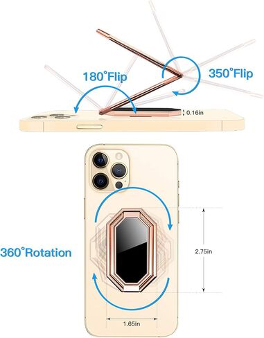 Adjustable Cell Phone Ring Holder Finger Kickstand 360° Rotation Metal Ring Grip Foldable Cell Phone Stand Phone Ring Holder Grip Phone Kickstand Compatible with Magnetic Car Mount (Rose gold) in Saudi Arabia