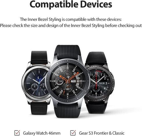Ringke Inner Bezel Styling for Galaxy Watch 46mm, Galaxy Gear S3 Frontier & Classic Bezel Ring Adhesive Cover Anti Scratch Stainless Steel Protection [GW-46-IN-01] in Saudi Arabia