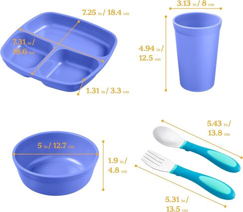 ECR4Kids My First Meal Pal Combo Set, Children's Tableware, Blue, 15-Piece in Saudi Arabia