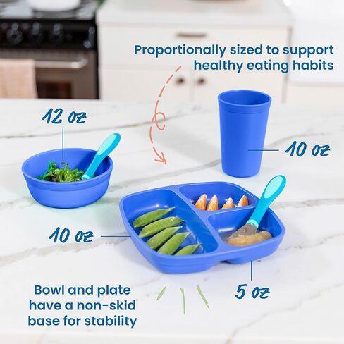 ECR4Kids My First Meal Pal Combo Set, Children's Tableware, Blue, 15-Piece in Saudi Arabia
