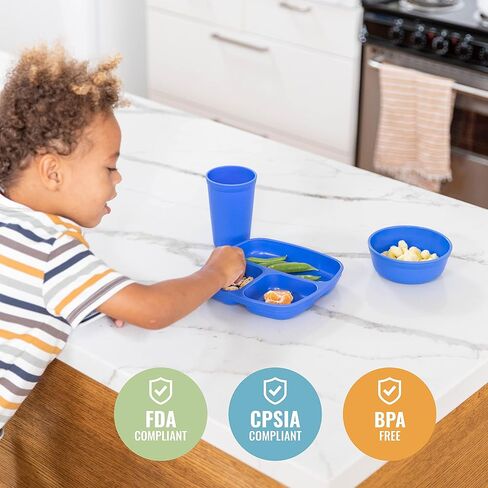 ECR4Kids My First Meal Pal Combo Set, Children's Tableware, Blue, 15-Piece in Saudi Arabia