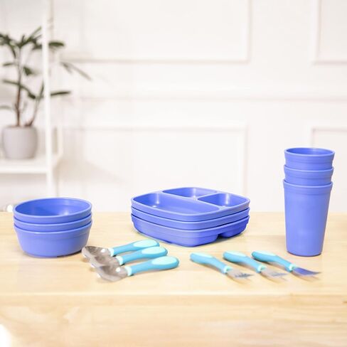 ECR4Kids My First Meal Pal Combo Set, Children's Tableware, Blue, 15-Piece in Saudi Arabia