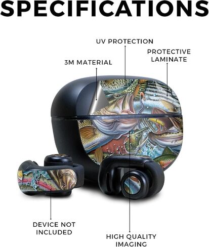 Skin Compatible with Bose Ultra Open Earbuds - Action Fish Puzzle - Premium 3M Vinyl Protective Wrap Decal Cover - Easy to Apply | Crafted in The USA by MightySkins in Saudi Arabia