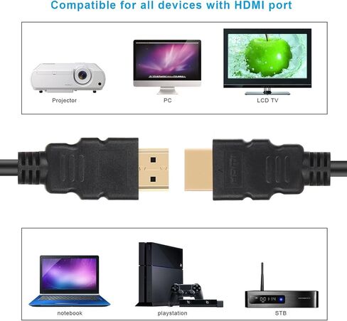 1 Cable 1080P HDMI v1.4b Cables 50 FT,4K @60Hz,High Speed HDMI Cable,Compatible with Laptop, Monitor, PS5, PS4, Xbox One, Fire TV, & More-Black in Saudi Arabia