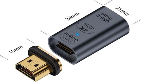 AreMe 4K USB C Female to HDMI Male Adapter, Uni-Directional USB Type C Source to HDMI Display Magnetic Converter Thunderbolt 3/4 to HDMI 2.0 Connector for iPhone 15 Series, MacBook, iPad - Grey in Saudi Arabia