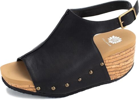 Yellow Box Women's Capella Wedge Sandal, Adjustable Strap Wedge Sandal, Round Toe, Medium-High Heel, Fashion Sandals in Saudi Arabia