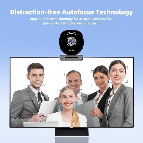 4K Webcam for PC, 4K Autofocus Web Camera with Dual Noise-Canceling Mics, Built-in Privacy Cover, Adjustable Tripod, Plug and Play, USB Webcam for Zoom/Teams/OBS/Meet/Streaming/Video Calling in Saudi Arabia