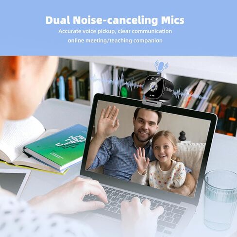 4K Webcam for PC, 4K Autofocus Web Camera with Dual Noise-Canceling Mics, Built-in Privacy Cover, Adjustable Tripod, Plug and Play, USB Webcam for Zoom/Teams/OBS/Meet/Streaming/Video Calling in Saudi Arabia