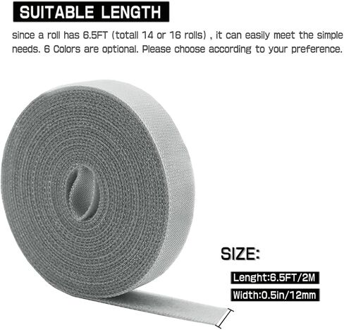 16 Rolls(104ft x 1/2inch) Cable Ties Cable Management Fastening Reusable Hook and Loop Tape Power Cord Organizer Tie Wire Charging Cable Ties Cable Fastener in Saudi Arabia