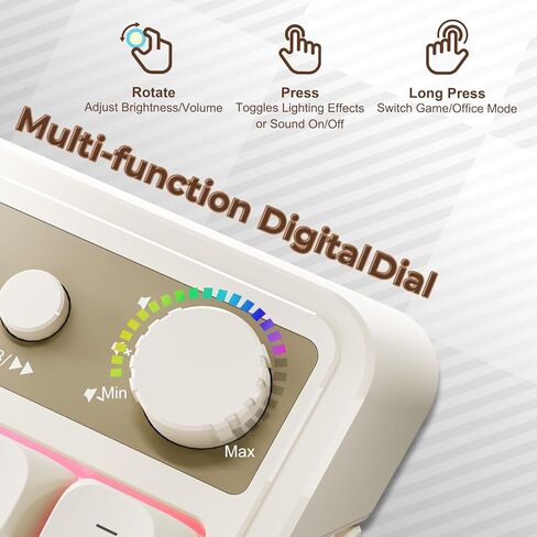 لوحة مفاتيح ألعاب AULA 99 مفتاحًا، بلوتوث ثلاثي الوضع/2.4 جيجا هرتز/USB-C لوحة مفاتيح كريمية قديمة مع لوحة أرقام بإضاءة خلفية RGB، مقبض وسائط لوحة مفاتيح كمبيوتر غشائية قابلة للبرمجة لأجهزة MAC Xbox PC Gamer - أزرق in Kuwait