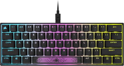 لوحة مفاتيح الألعاب الميكانيكية Corsair K65 RGB Mini 60% - مفاتيح ميكانيكية Cherry MX Brown - إضاءة خلفية RGB قابلة للتخصيص لكل مفتاح - كابل USB من النوع C قابل للفصل - تخطيط QWERTY NA - أسود (متجدد) in Saudi Arabia