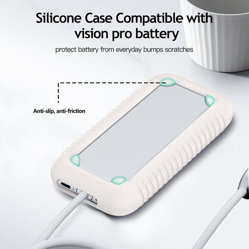 AWINNER متوافق مع حافظة بطارية Apple Vision Pro، غطاء واقٍ من السيليكون، مضاد للخدش، مقاوم للسقوط، جراب ناعم (أسود) in Kuwait