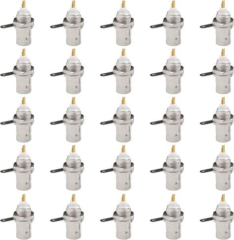 BNC Female Panel Mount Connector 25 Pcs BNC Chassis Female Nut Bulkhead Panel RF Connector Solder Jack Adapters for RG58 RG59 RG6 RF Coaxial Cable in Saudi Arabia