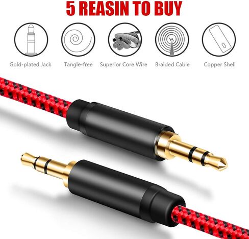 3.5mm Aux Cable 15ft, LiuTian 3.5mm Male to Male Audio Cable AUX Cable for Headphones, iPods, iPhones, iPads, Home/Car Stereos and More. in Saudi Arabia