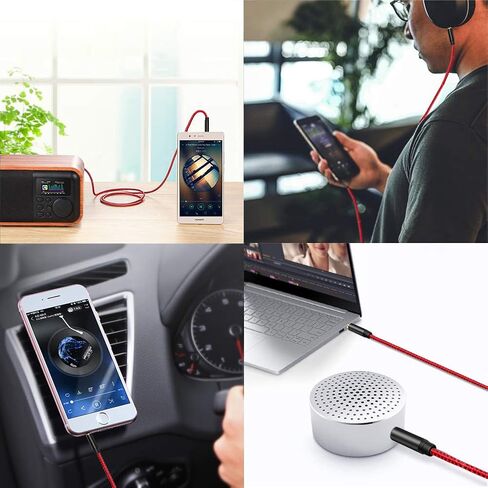 3.5mm Aux Cable 15ft, LiuTian 3.5mm Male to Male Audio Cable AUX Cable for Headphones, iPods, iPhones, iPads, Home/Car Stereos and More. in Saudi Arabia